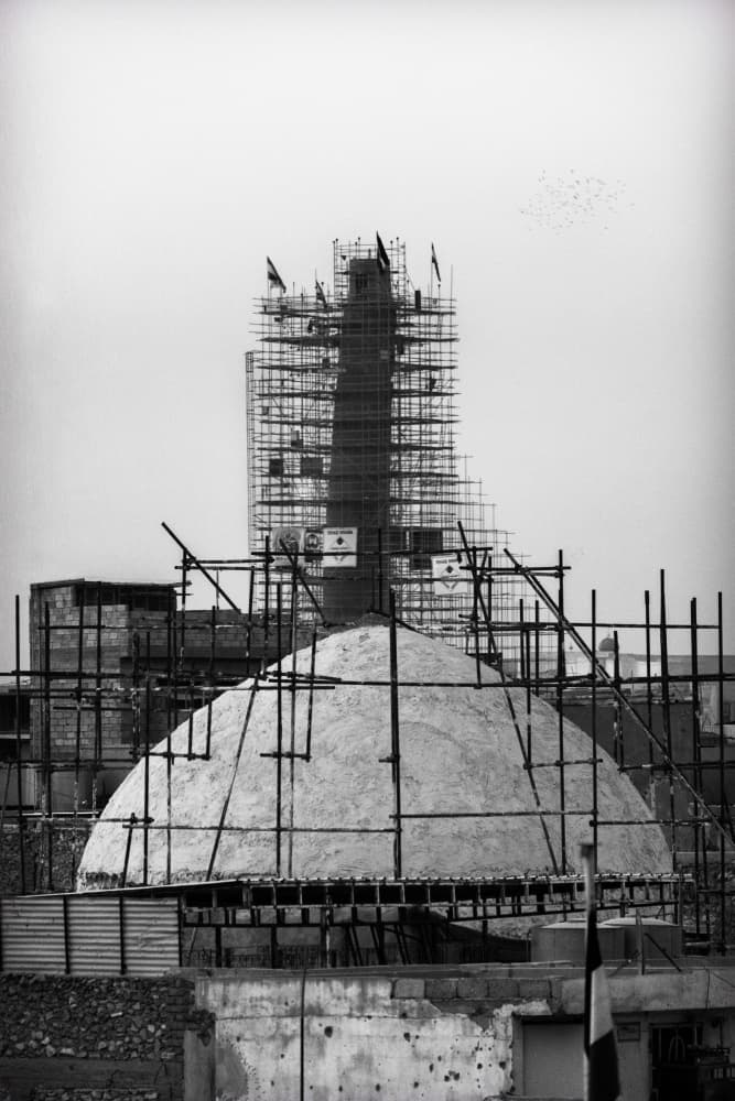 Historic Minaret Scaffolding by Jalili — canvas wall art