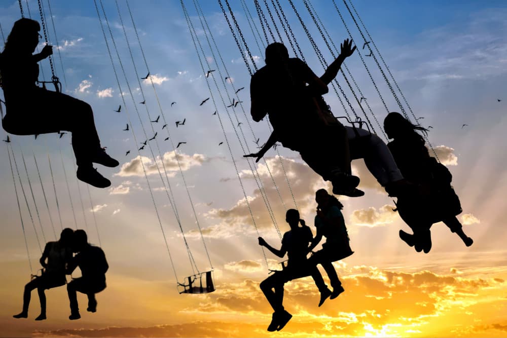 Joyful Swings at Sunset by Merthan Kortan — canvas wall art