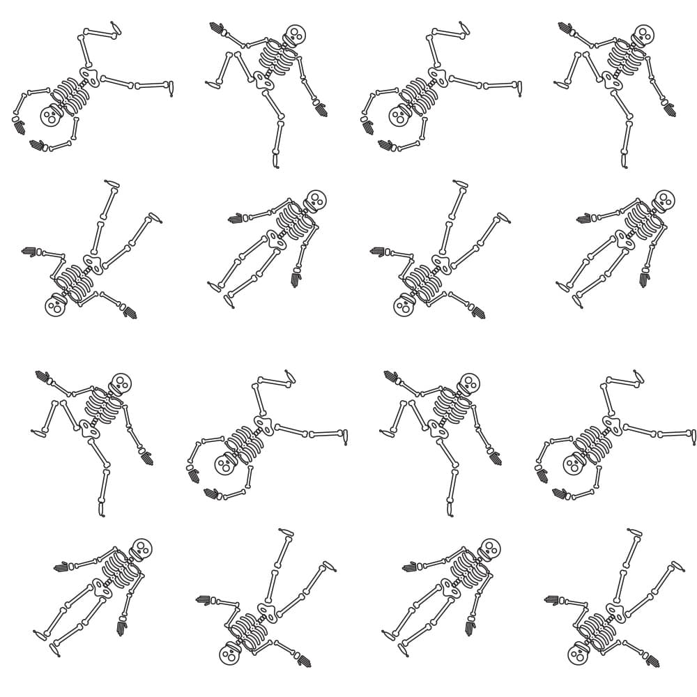 Dancing Skeletons Pattern by Marika Barsrsind β canvas wall art