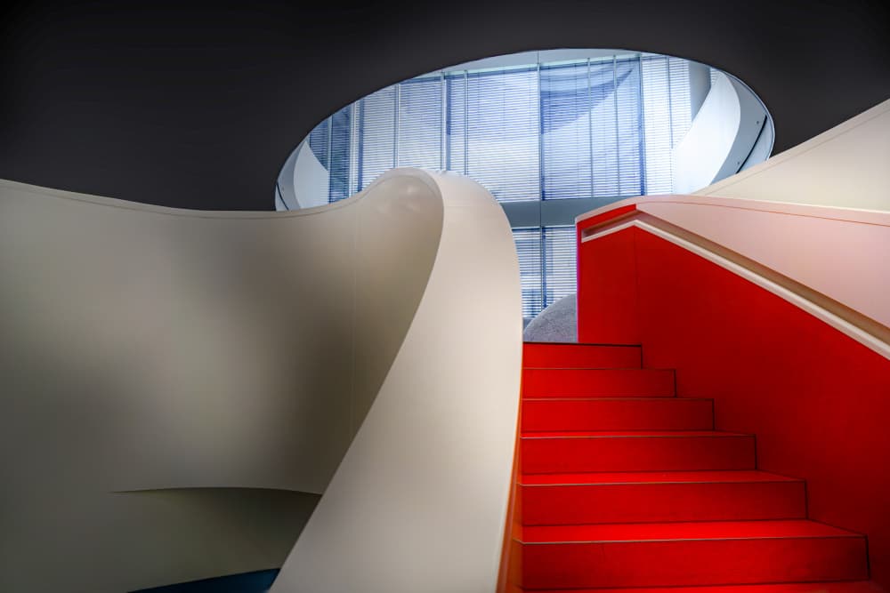 Modern Red Staircase by Stephan Rückert — canvas wall art