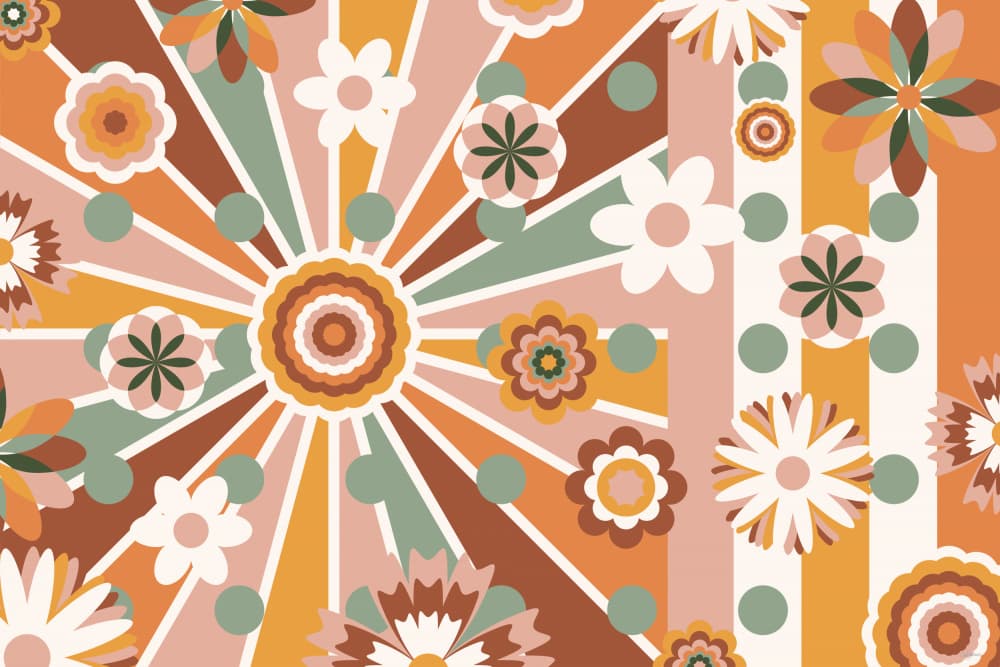 Colorful Retro Flowers by Sue Skellern — canvas wall art