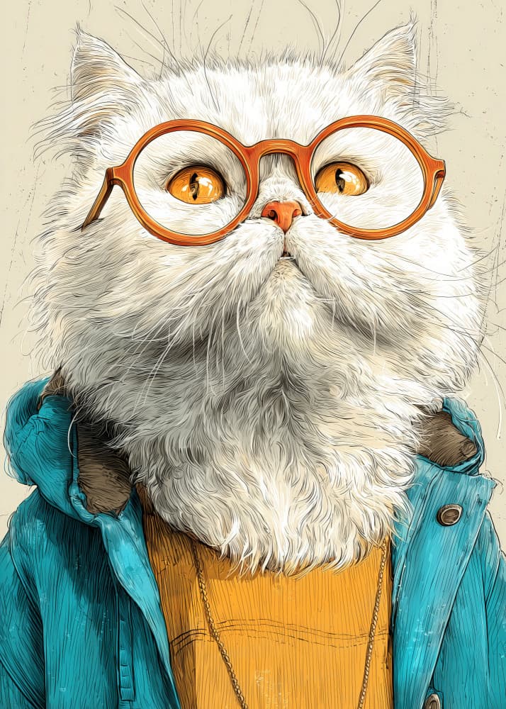 Hipster Cat With Glasses by Justyna Jaszke — canvas wall art