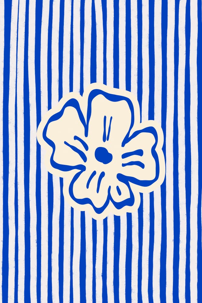 Bold Blue Flower Stripes by Treechild — canvas wall art