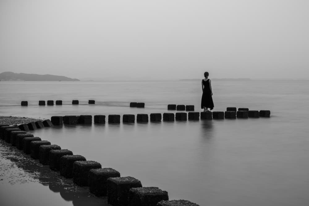 Solitary Figure Sea Path by Mi Young Choi — canvas wall art