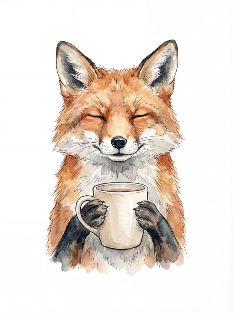 Cozy Coffee Fox by Andreas Magnusson — canvas wall art