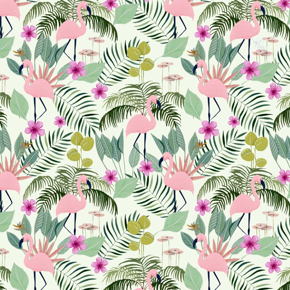 Pink Flamingo Paradise by Julie Lesouef — canvas wall art