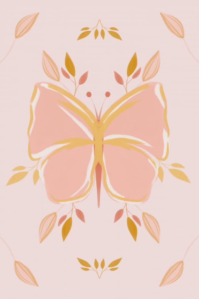 Pink Golden Butterfly by Menina Lisboa — canvas wall art