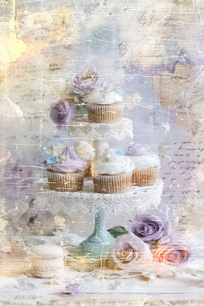 Vintage Floral Cupcakes by Rafal Kulik — canvas wall art
