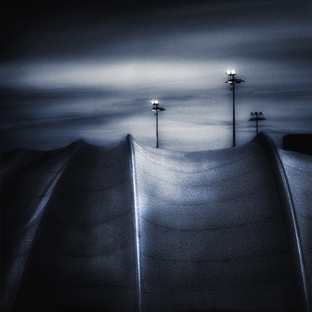 Blue Night Structures by Piet Flour — canvas wall art