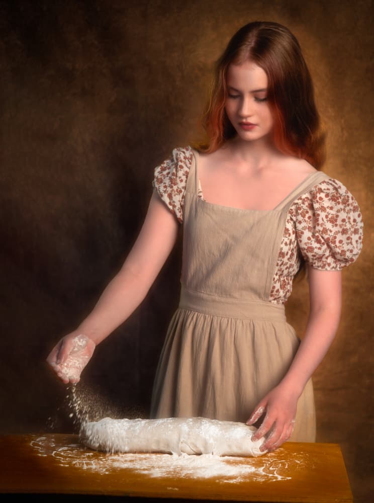 Girl Baking Bread by Svetlana Kirzh — canvas wall art