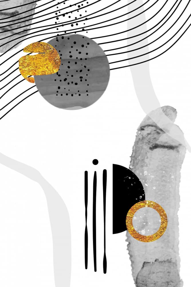 Modern Gold Grey Abstract by Fun Qui — canvas wall art