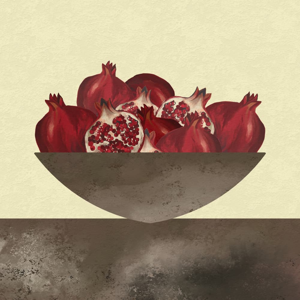 Red Pomegranates Still Life by Josie George — canvas wall art