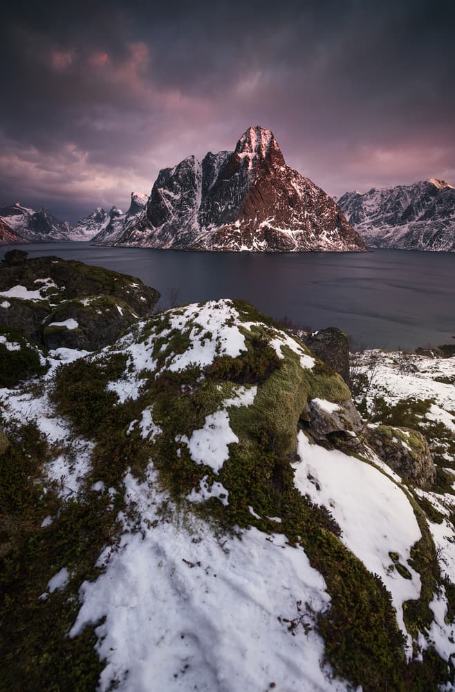 Moody Winter Fjord by David Martin Castan — canvas wall art