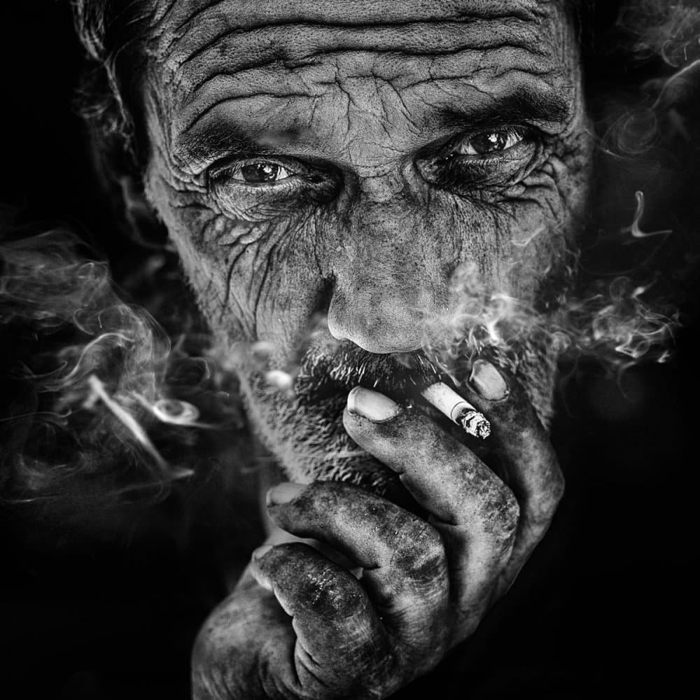 Intense Smoker Portrait by Todor Tanev — canvas wall art