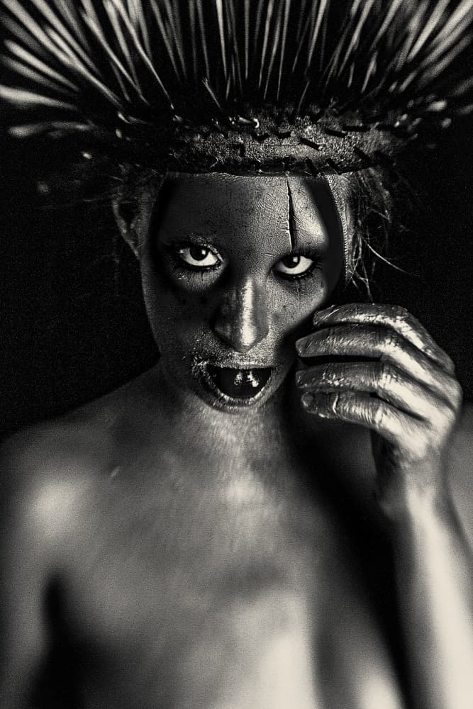 Mysterious Tribal Portrait by Bogdan Bouşcă — canvas wall art
