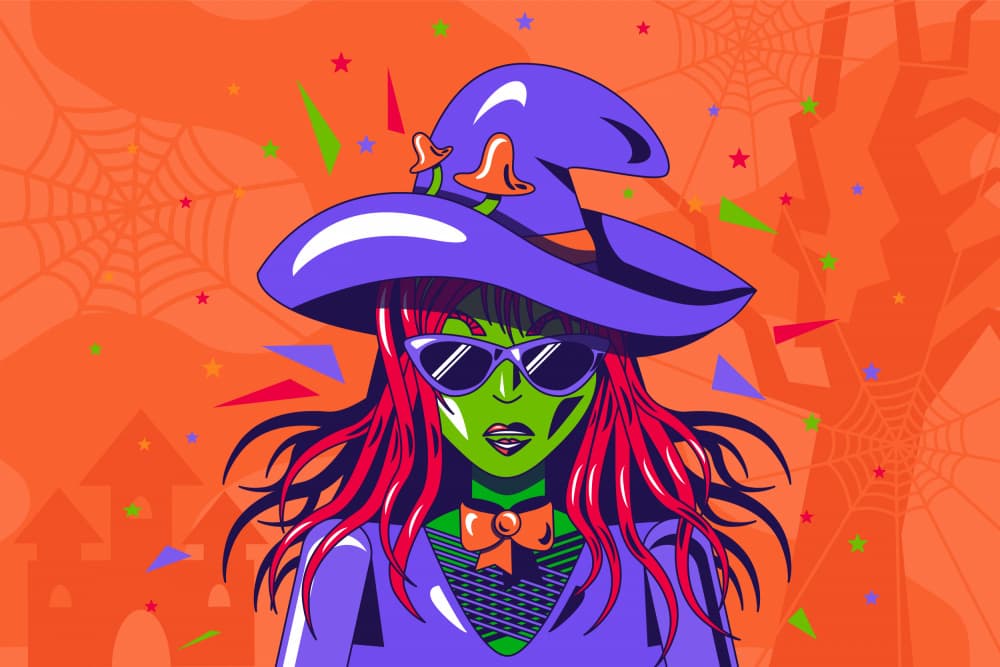 Modern Halloween Witch by Marika Barsrsind β canvas wall art