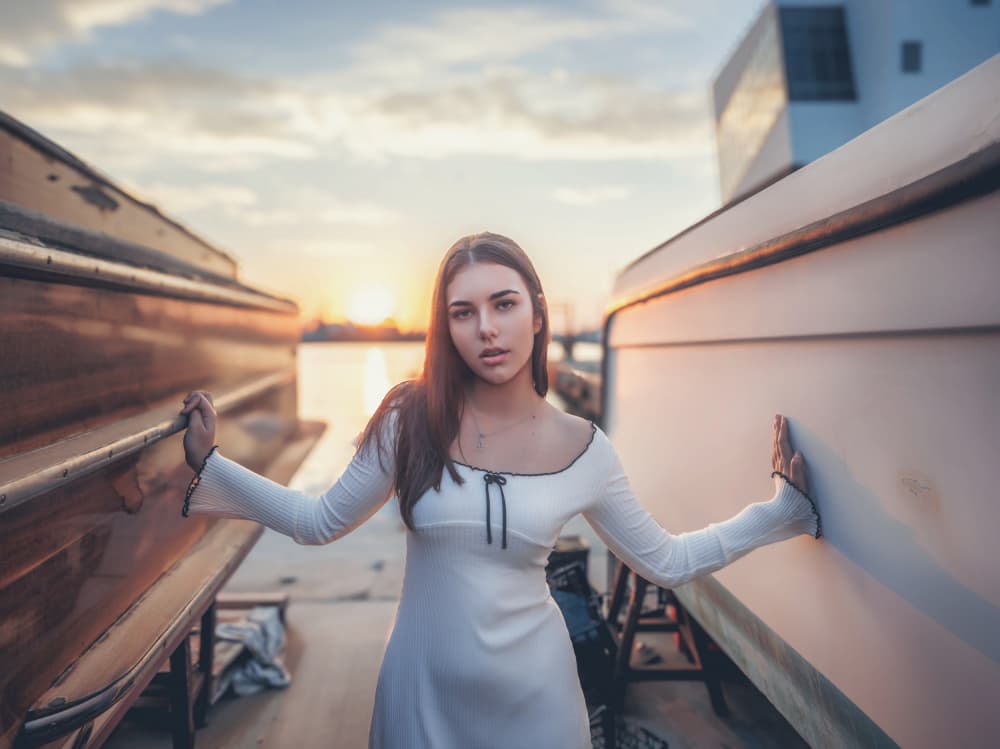 Golden Hour Harbor Beauty by Vasil Nanev — canvas wall art