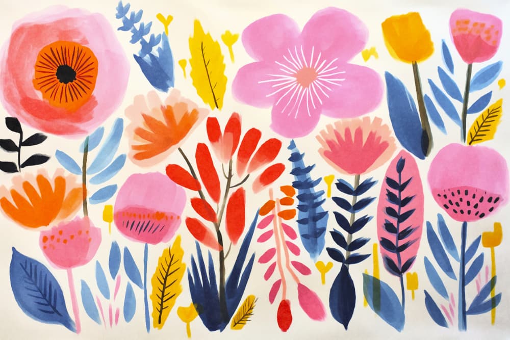 Colorful Abstract Blooms by Andrea Haase — canvas wall art