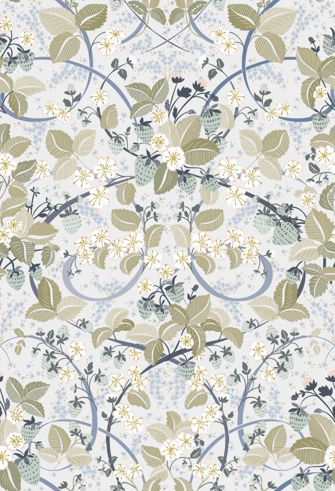 Strawberry Bloom Pattern by Annick — canvas wall art