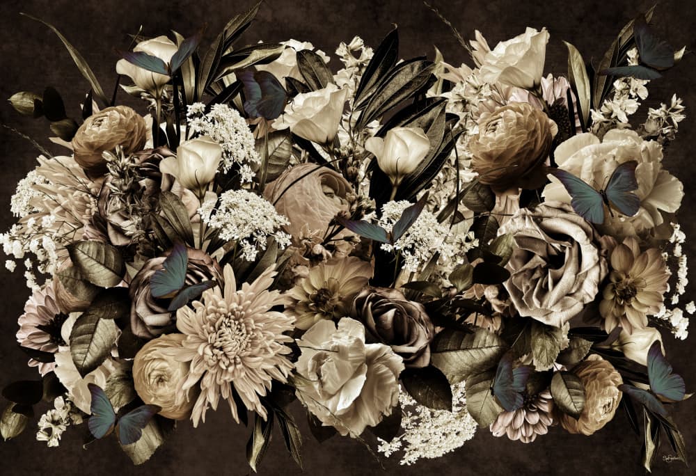 Dark Floral Butterflies by Sue Skellern — canvas wall art