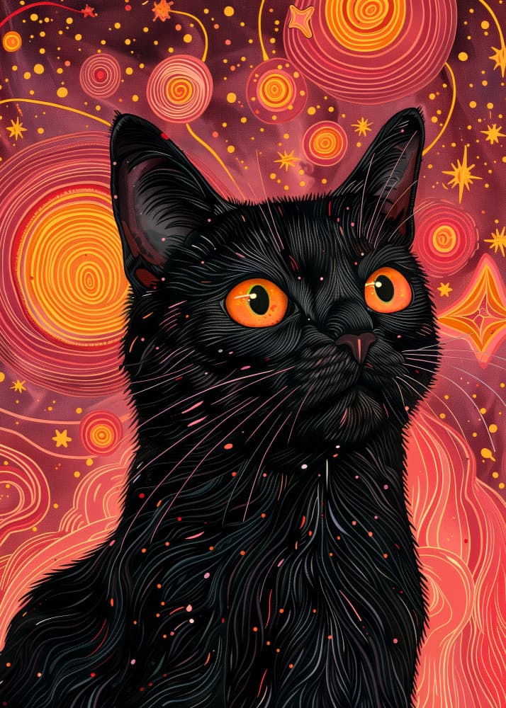 Cosmic Black Cat by Justyna Jaszke — canvas wall art