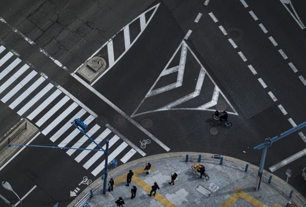 Geometric City Crossroads by Haruyo Sakamoto — canvas wall art