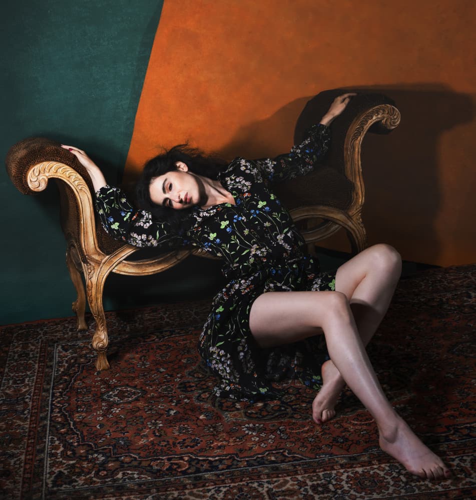 Elegant Woman Reclining by Ruiqing P. — canvas wall art