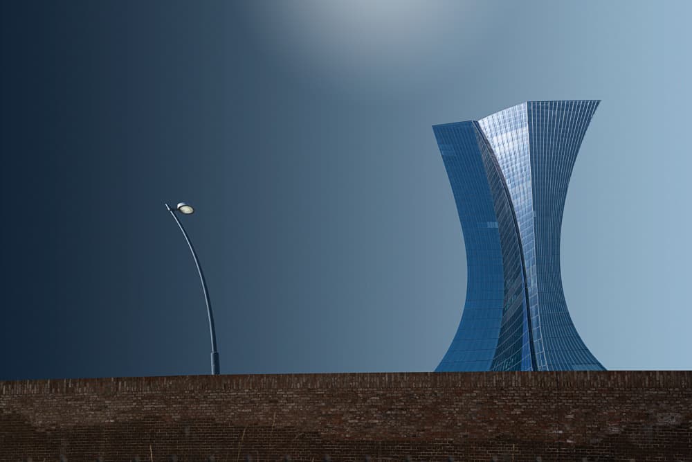 Modern Blue Skyscraper by Roland Weber — canvas wall art