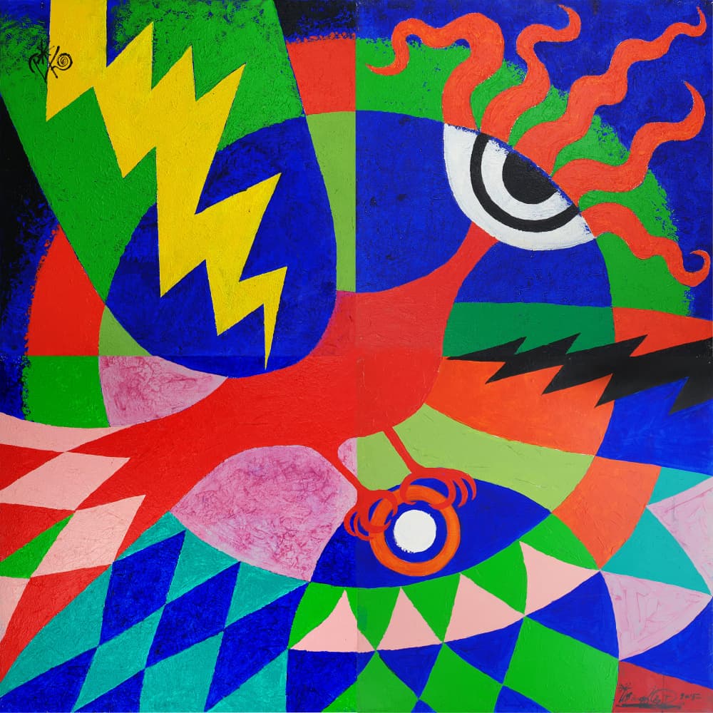 Dynamic Geometric Bird by Kanat Ibragimov — canvas wall art
