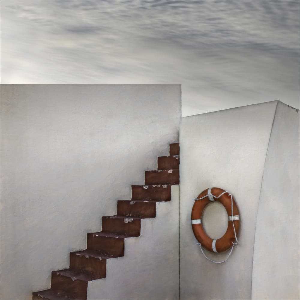 Coastal Stairs Life Preserver by Gilbert Claes — canvas wall art