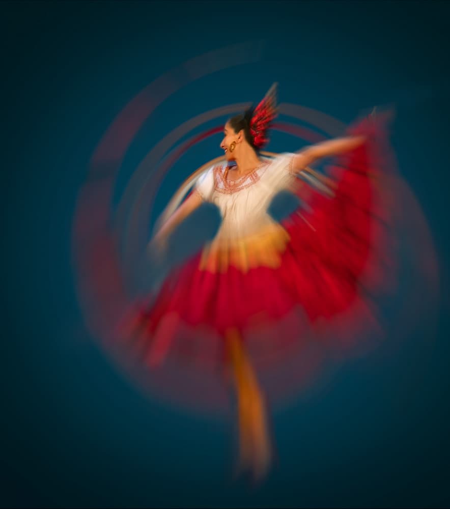 Spinning Red Dress by Hui — canvas wall art