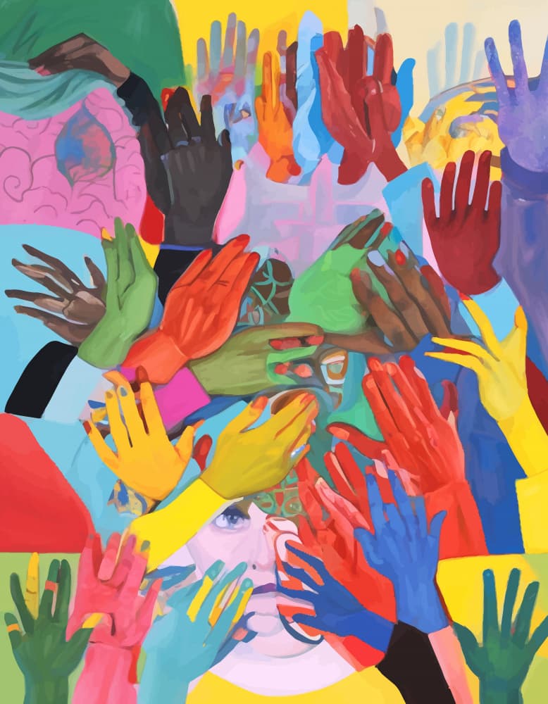 United Diverse Hands by Uma Gokhale — canvas wall art