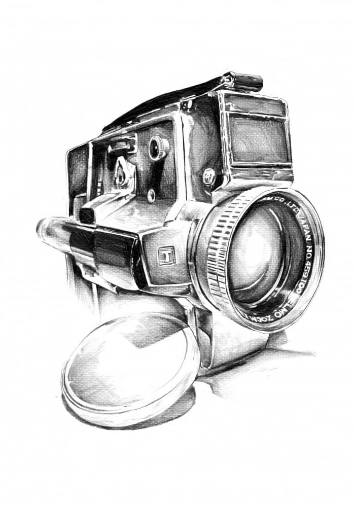 Vintage Film Camera Sketch by Kulik — canvas wall art