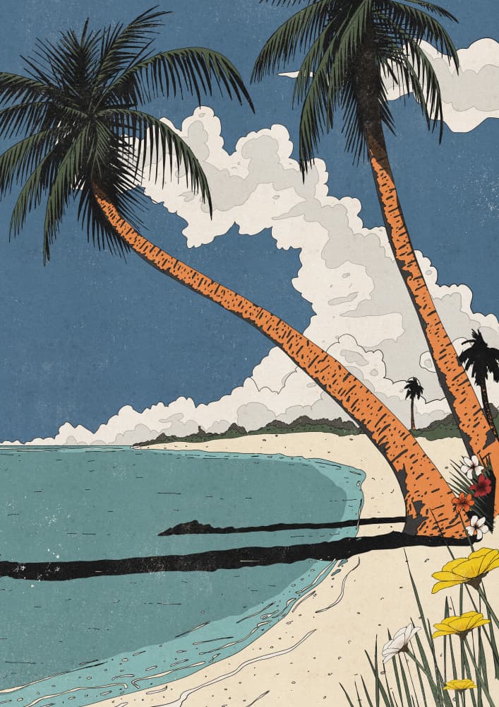 Tropical Beach Palms by Nicholas — canvas wall art