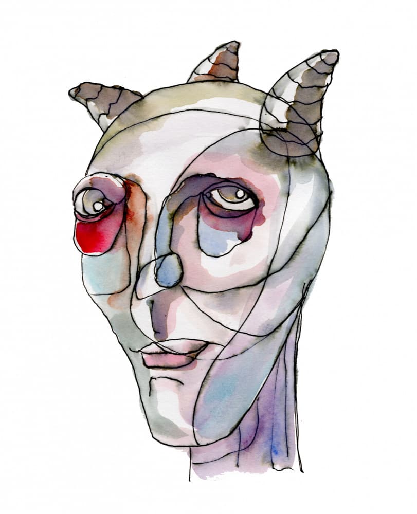 Abstract Horned Portrait by Wildemar Doomgriever — canvas wall art