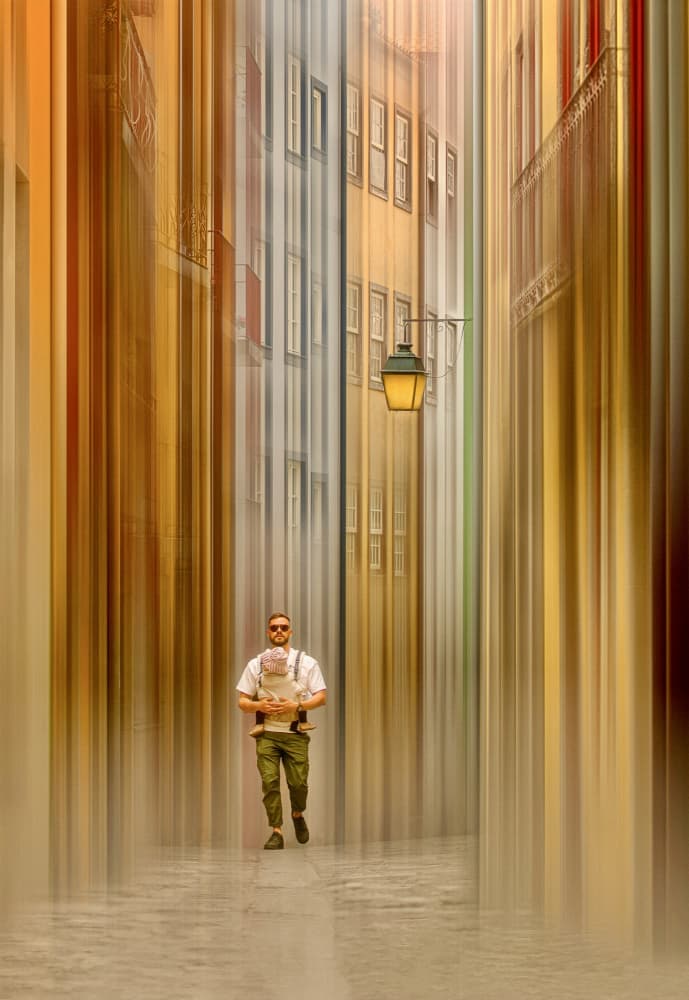 Blurred City Fatherhood by Molly Fu APA — canvas wall art