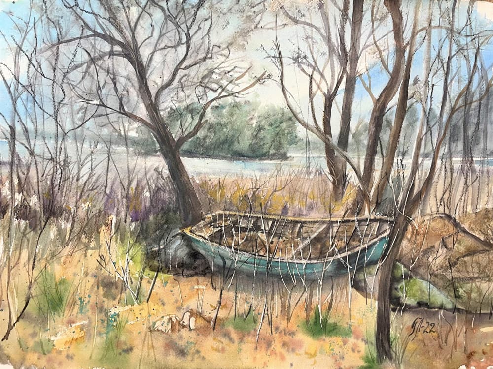 Abandoned River Boat by Tanya Lundmark — canvas wall art