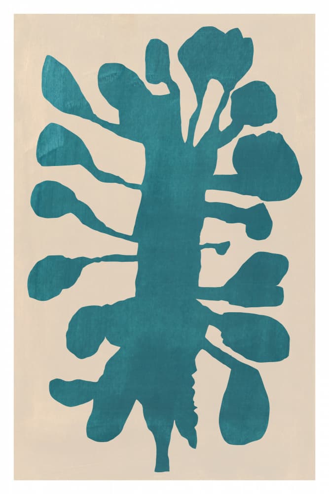 Organic Teal Plant Shape by cartissi — canvas wall art