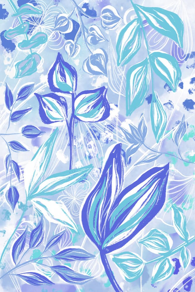 Serene Blue Botanicals by Martina — canvas wall art