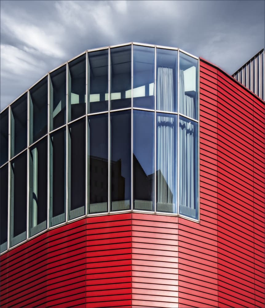 Red Glass Architecture by Gilbert Claes — canvas wall art