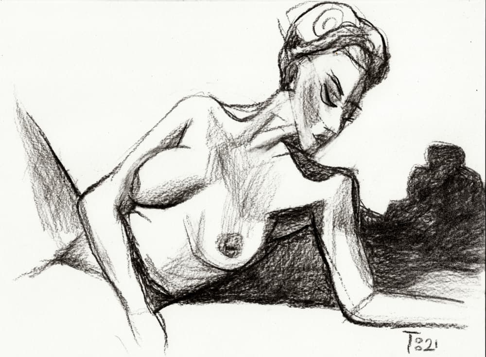 Sensual Nude Sketch by Tore Bahnson — canvas wall art