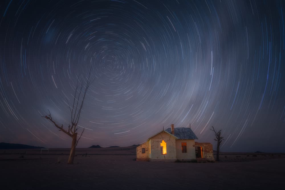 Star Trails Desert Home by Willa Wei — canvas wall art