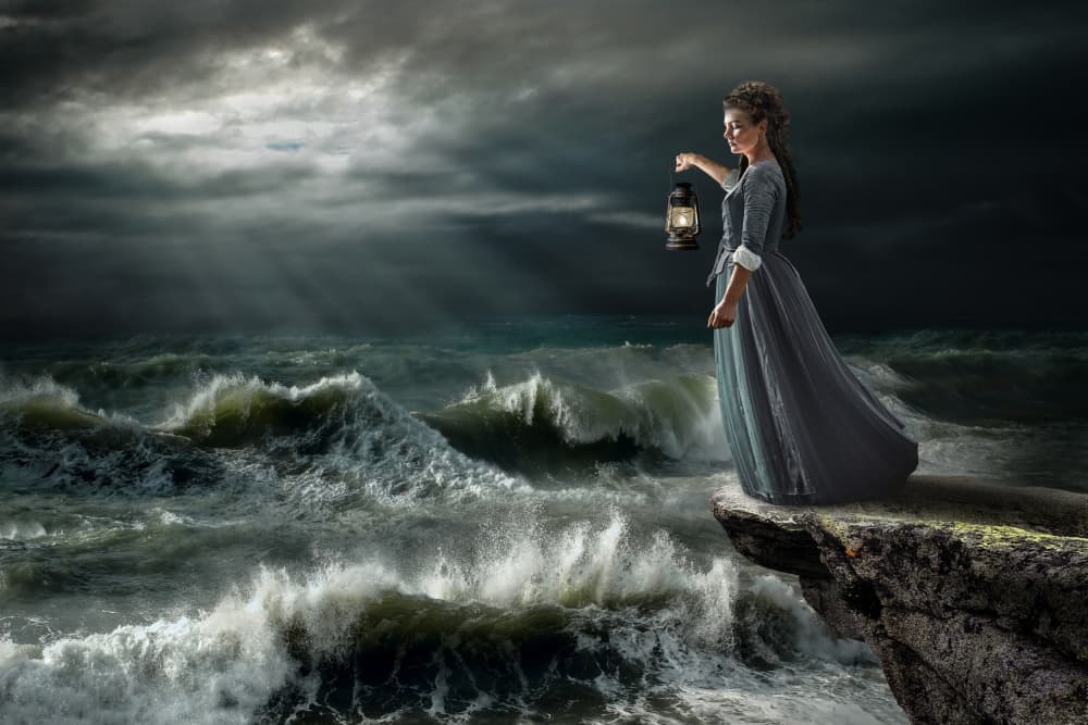 Woman by Stormy Sea by Marcel Egger — canvas wall art