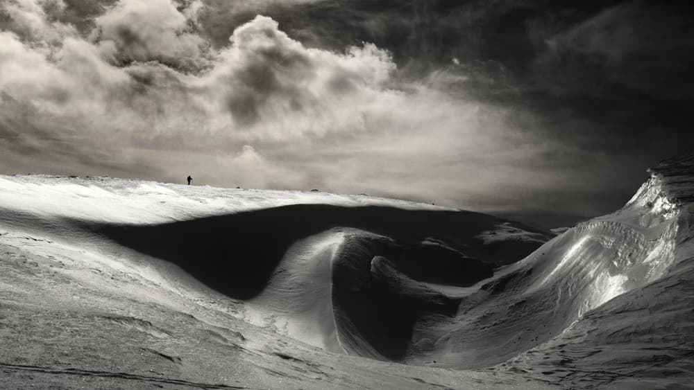 Lone Figure Winter Landscape by Marcel Rebro — canvas wall art