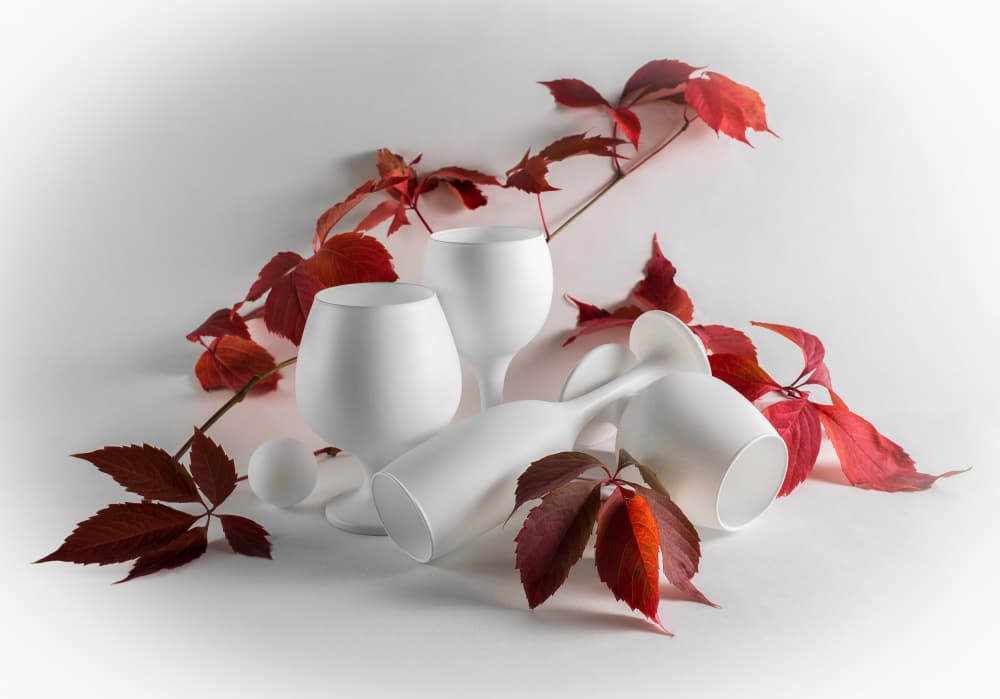 Autumn Leaves White Glasses by Evgeniy Popov — canvas wall art