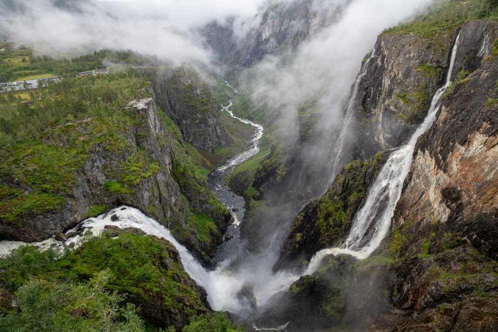Misty Canyon Waterfalls by Nanda Bussers — canvas wall art