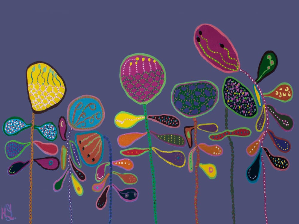 Colorful Whimsical Flowers by Helen Joynson — canvas wall art