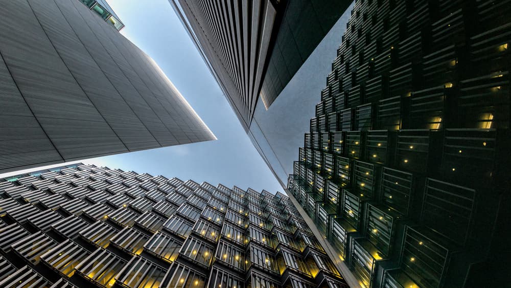 Towering Urban Geometry by Marc Pelissier — canvas wall art