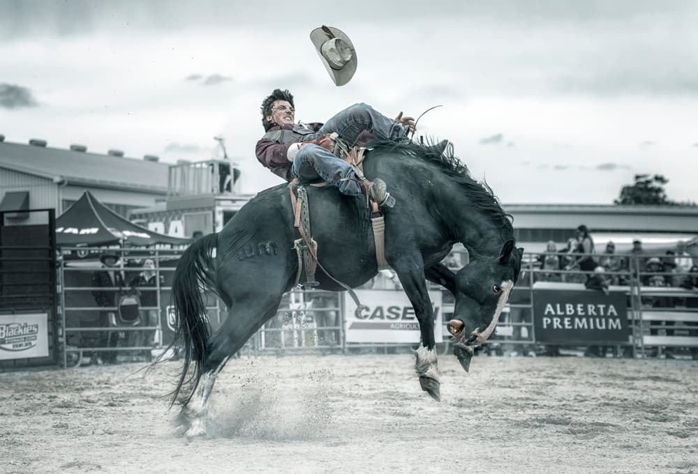 Cowboy in action by Larry Deng APA — canvas wall art