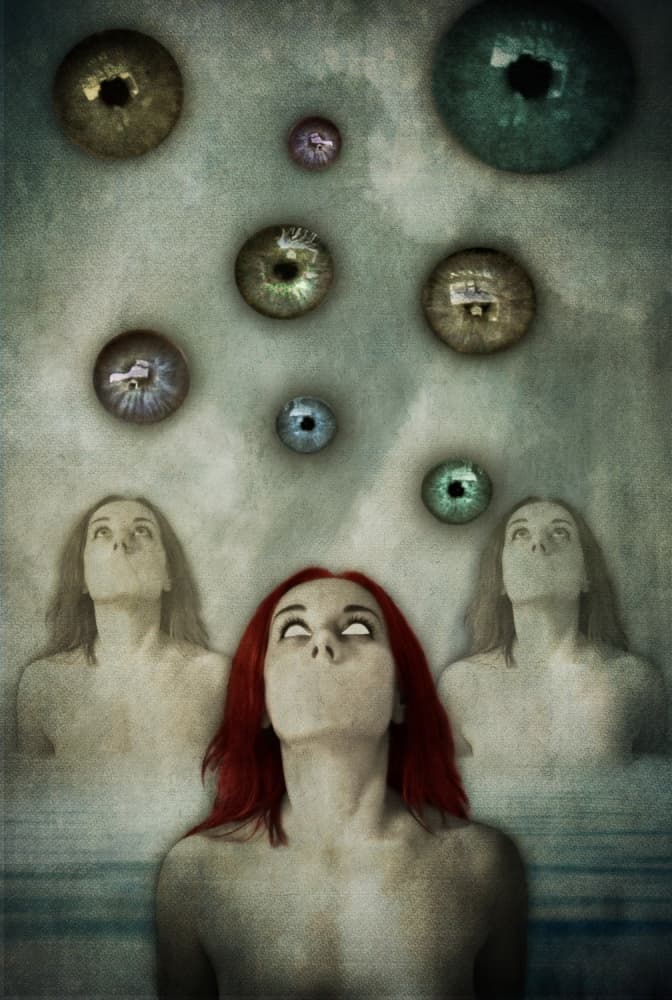 Ethereal Gaze Floating Eyes by Lucyna Łazarska ( Lucynda Lu ) — canvas wall art